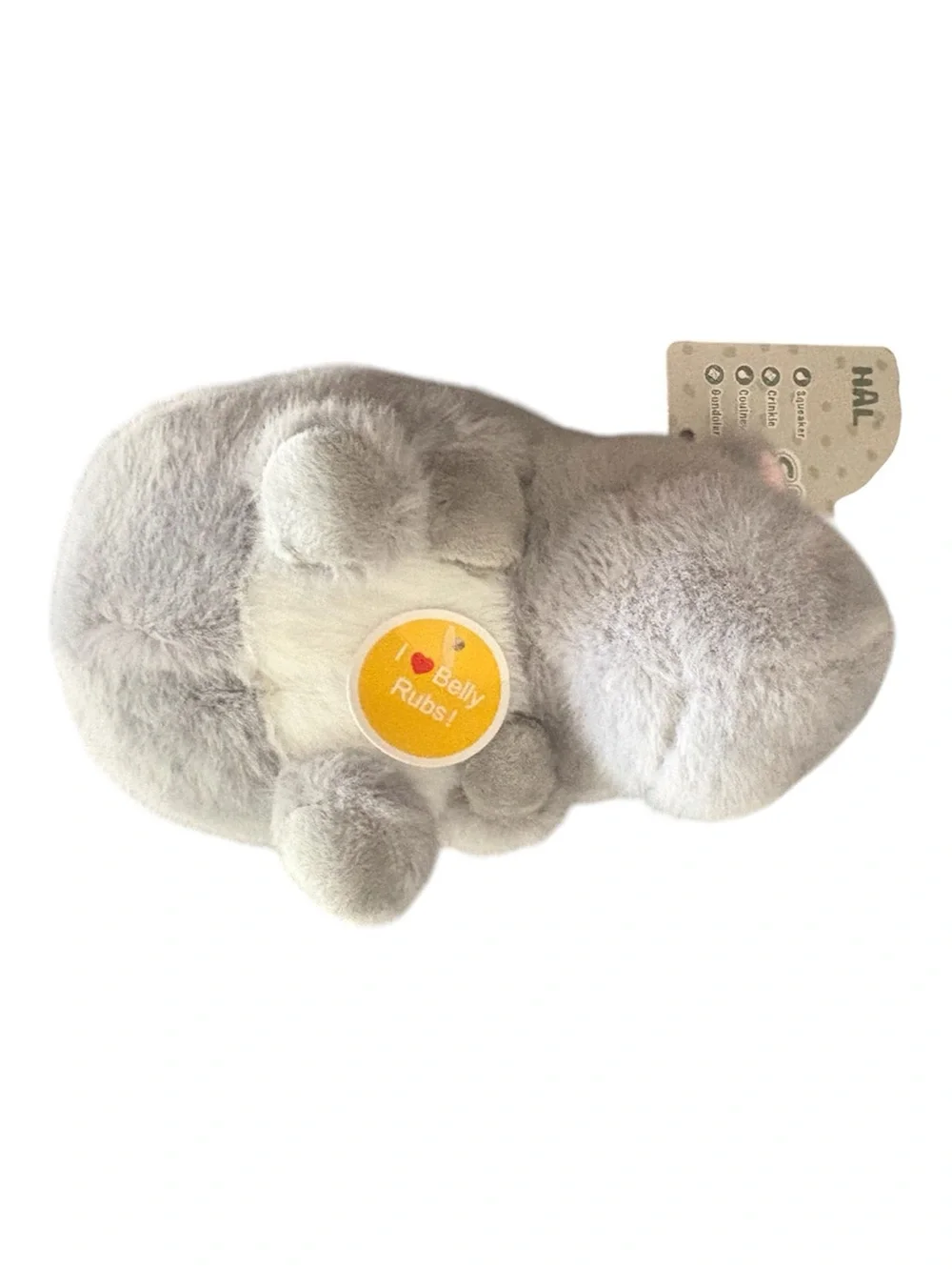 Smoochy Pet Plush Hippo Toy — Gray with Pink Accents